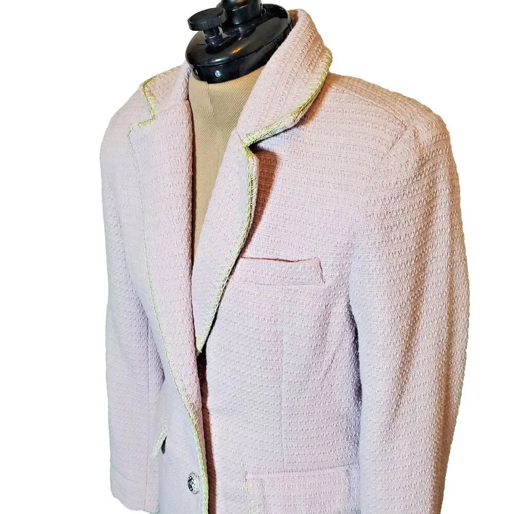 NEW 7 For All Mankind Women’s Tweed Blazer Small Purple Silver Button Jacket - Picture 4 of 12